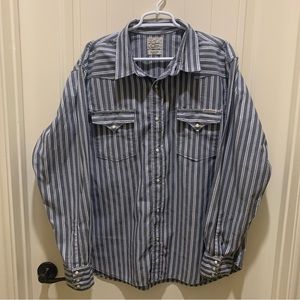 Lucky Brand Western long sleeve shirt XL vintage gray/white
